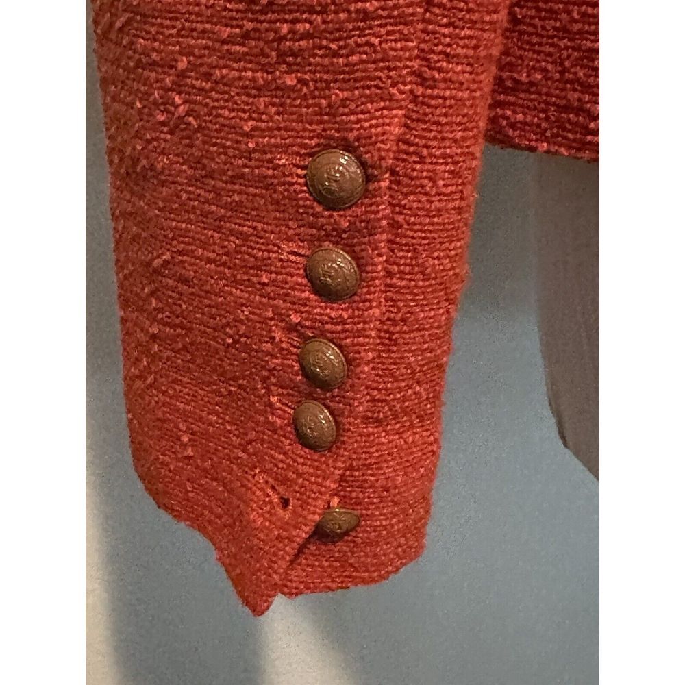 L'AGENCE Burnt Orange Double-Breasted Wool Blend Blazer - Picture 9 of 14